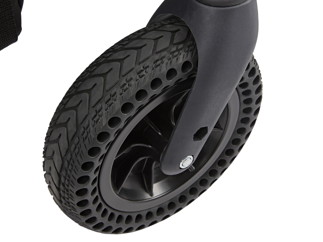 Nærbilde av punkteringsfritt hjul på Eloflex K