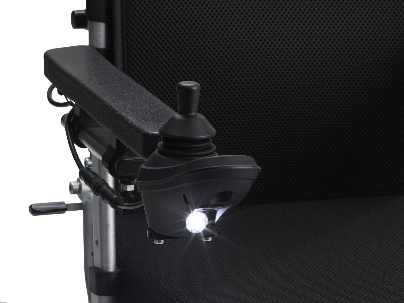 Joystick og kontrollpanel på Eloflex K rullestol