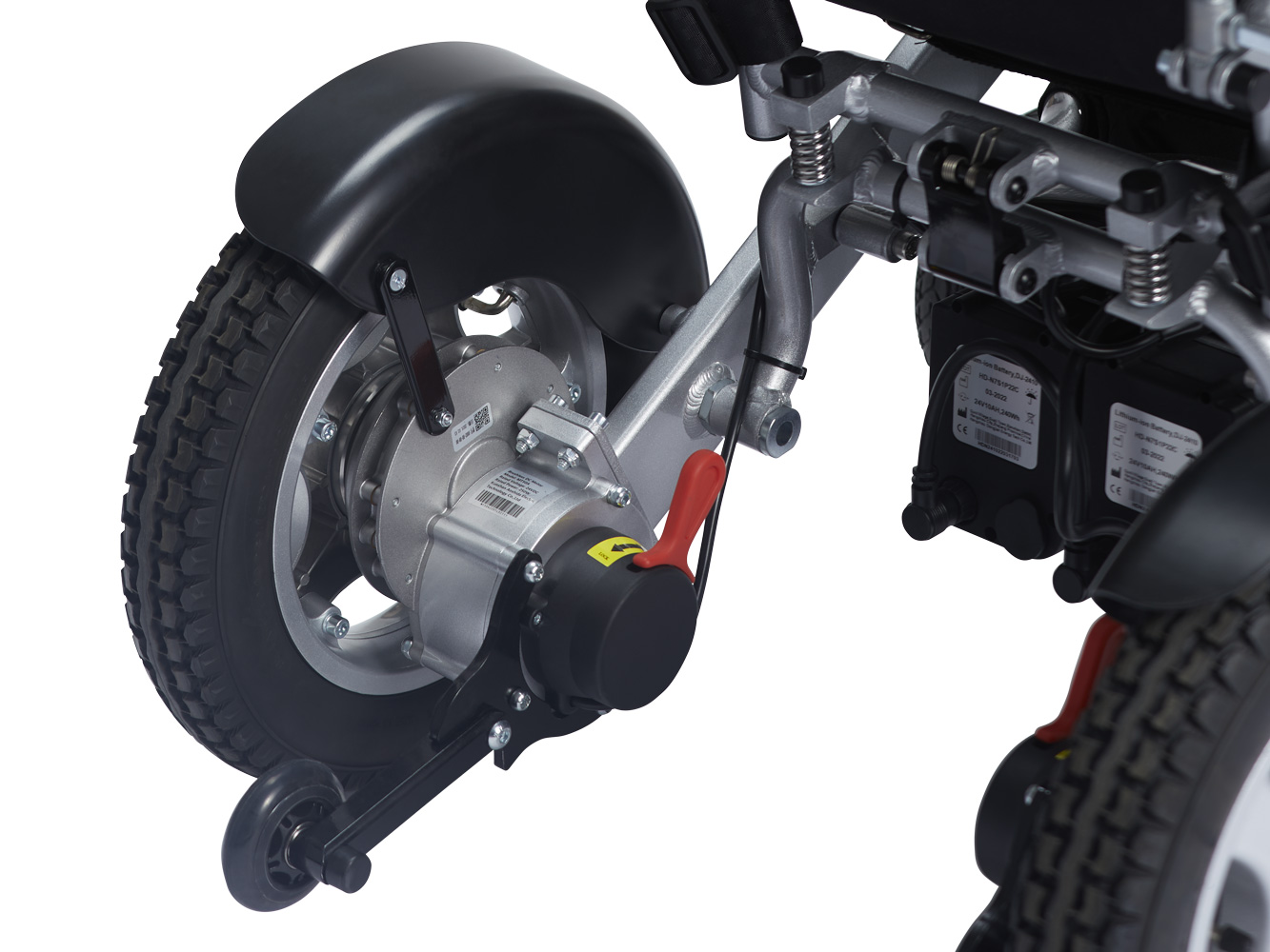 Nærbilde av motor og drivverk på Eloflex K