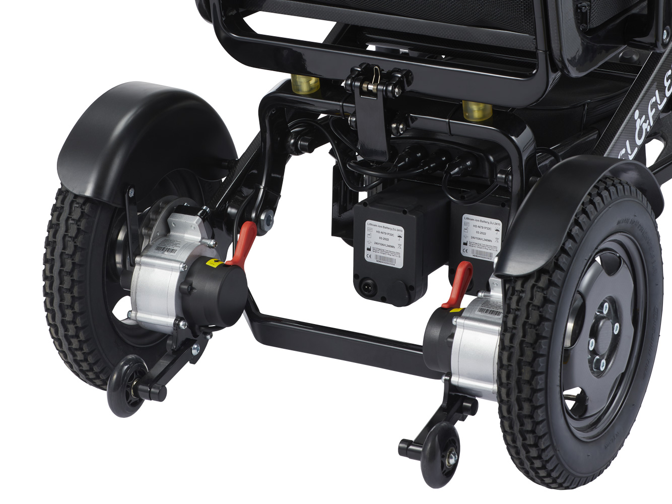 Batteri og underside på Eloflex Z rullestol