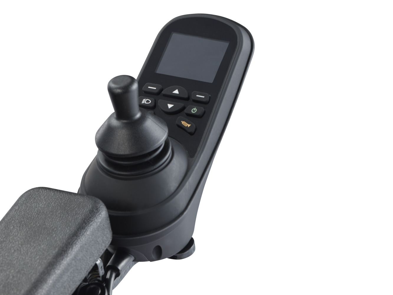 Kontrollpanel og joystick på Eloflex Z rullestol